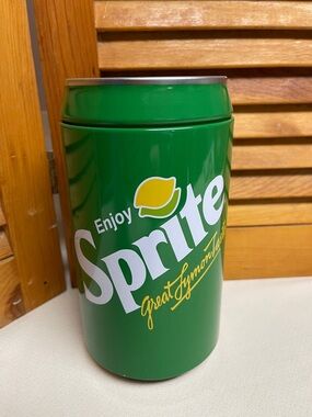 Green Metal Sprite Canister Tin Money Bank